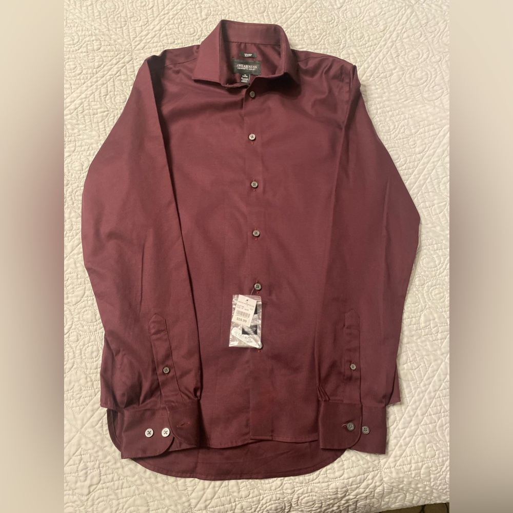 Kenneth Cole Awearness NonIron Slim Fit Burgundy Dress Shirt